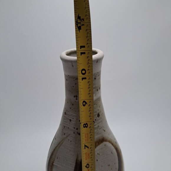 Handmade Ceramic Vase Speckled Glaze Abstract Design - Picture 13 of 16